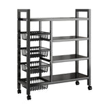 Maxbell Storage Shelves with Wheels Metal Shelving Rack for Basement Bathroom Pantry 90cmx135cm