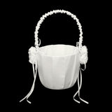 Maxbell 2x Satin Ivory Roses Wedding CeremonyFlowerBasket