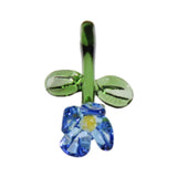Maxbell Mini Glass Flower Small Home Decoration Ornament Gifts for Summer Table Home Dark Blue