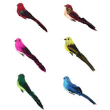 Maxbell 6Pcs Colours Artificial Feather Foam Birds with Clamp Garden Tree Decor