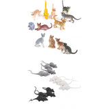 Maxbell 24pcs Plastic Animals Kitten Cats & Rats Mouse Model Figure Kids Party Favor Toy