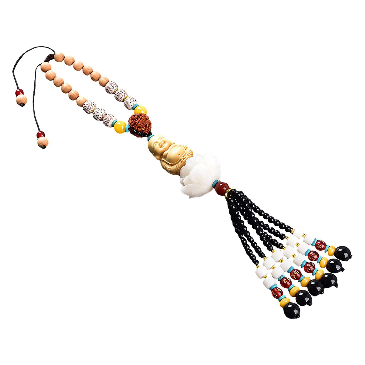 Maxbell Lotus Beaded Car Rearview Mirror Charm Pendant Universal Dangling Ornament