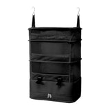 Maxbell Hanging Travel Shelves Bag Packing Cube Portable with Hook Luggage Organizer Black