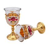 Maxbell 2 Pieces Vintage Wine Cup Portable Mini Communion Cup for Bar Travel Wedding red flower