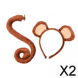 Maxbell 2xMonkey Ears and Tail Set Cute for Masquerade Animals Themed Parties Festival