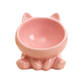 Maxbell Ceramic Cat Feeder Bowl Dish Cat Food and Water Raised Bowl for Dry Wet Food pink