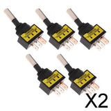 Maxbell 2x5 Pieces BBT Marine Grade Lighted Blue LED On/Off 20 amp Toggle Switches