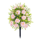 Maxbell Artificial Rose Flower with Ground Spikes Fake Plant for Yard Farmhouse Party Pink