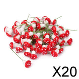 Maxbell 20x100x Mushroom Miniature Dollhouse Figurine Bonsai Terrarium Landscape Red