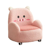 Maxbell 2in1 Kids Cartoon Sofa Bed, Soft Plush, Solid Wood, Safe & Space-Saving Pink Pig Roller