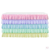 Maxbell 2x Tulle Rainbow Table Skirt for Wedding Party Home Table Decor 75x183cm