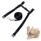 Maxbell Maxbell Black Adjustable Pet Cat Kitten Belt Nylon Collar Leash Harness Safety Strap Traction Rope
