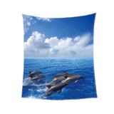 Maxbell Digital Printing Flannel Blanket Soft Bed Sofa Throw Dolphin 150x200cm