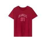 Maxbell Maxbell Womens T Shirt Summer Souvenir Crew Neck Shirt for Shopping Beach Daily Wear XXL Red