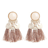 Maxbell 2.56in Bohemian Multicolor Tassel Earrings Fringe Drop Earrings Khaki - Aladdin Shoppers