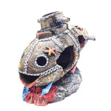 Maxbell Maxbell Resin Aquarium Submarine Simulation Wreck Ornament Fish Tank Decor-Red