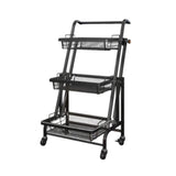 Maxbell 3 Tier Rolling Utility Cart Mobile Trolley for Laundry Room Farmhouse Office Black