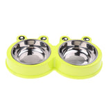 Maxbell Maxbell Frog Shape Dog Feeder Double Food Bowls Water Dish  Green