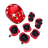 Maxbell 7 Pieces/Set Bike Helmet Cap Roller Skating Helmet for Cycling Rollerblading Red