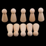 Maxbell 10 Pieces Unfinished Wood Plain Blank People Body Family Men Women Peg Dolls Unpainted Toys DIY Weddings Dolls for Painting Craft 58x25mm - Aladdin Shoppers