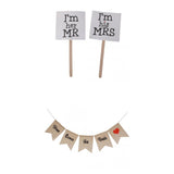 Maxbell Rustic Wedding Burlap Bunting Banner "Here Comes The Bride"+Mr & Mrs Cake Topper