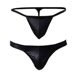 Maxbell 2x Men's G-String Briefs Underpants PU Leather T-back Pouch Thongs Shorts S