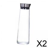 Maxbell 2xGlass Water Bottle Hot Cold Water Pitcher for Hot Cold Water Juice Fruit Tea 1L