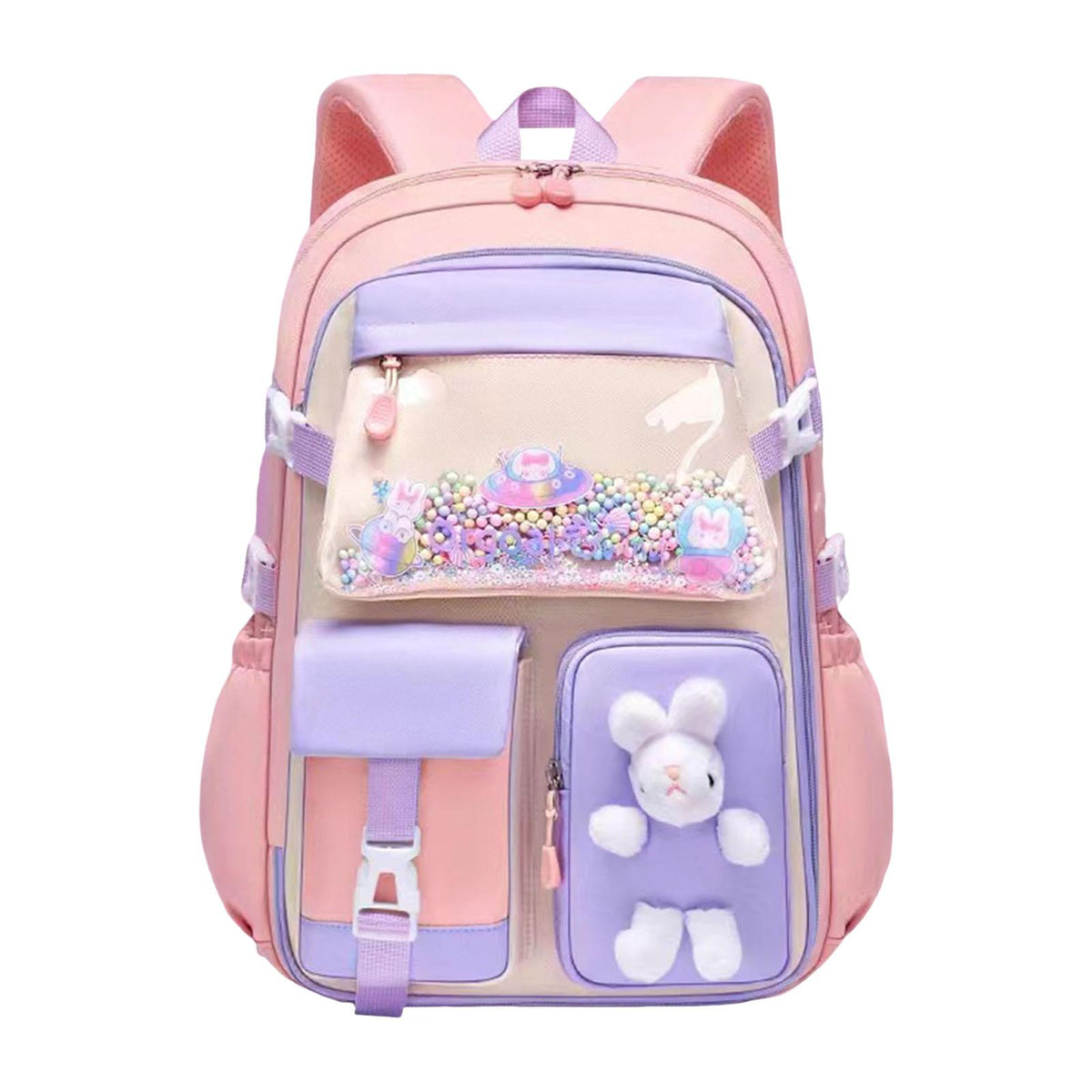 Maxbell Girls Backpack Multi Pockets School Bag for Teens College Students Commuting Pink