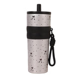 Maxbell Insulated Bottle Thermal Cup Cute Drinking Bottle for Travel Office Sports Silver and Black