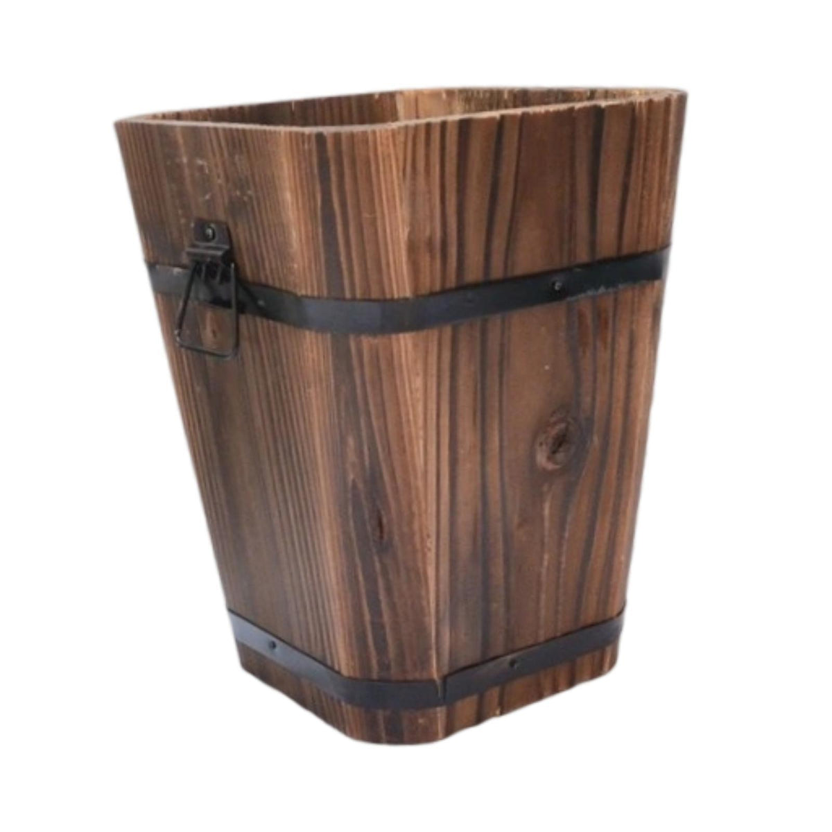 Maxbell Wooden Bucket Planter Retro Design Plant Container for Entryway Cafe Desktop L