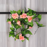 Maxbell 8x 8Ft Artificial Rose Silk Flower Green Leaf Vine Garland Home Wall Party Decor
