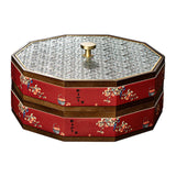 Maxbell Divided Serving Box Versatile Serving Tray for Cookies Desserts Dried Fruits 2 Tiers Red