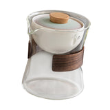 Maxbell Glass Teapot 210ml Portable Teaware Chinese Gong Fu for Travel Office clear Gradient lid