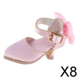 8xFashion Doll Pointed Toe Shoes Block High Heels for 1/6 Blythe Dolls Pink