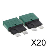 Maxbell 20x2 Piece Automatic 28V Marine Resettable Fuse Auto Circuit Breaker Blade 30A