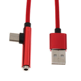 Maxbell USB 3.0 Type-C 3.5mm Headphone Jack Audio Charging Cable Adapter Splitter Red