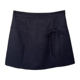 Maxbell Casual Short Skirt Bow Front A Line Skirt for Daily Wear Traveling Date Navy S