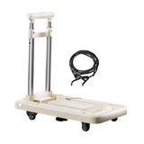 Folding Hand Truck with Four Wheels Adjustable Handle for Office Lightweight Size L Cream