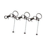 Maxbell 3x Beaded Keyring Bars Plating Metal Beaded Keychain for Jewelry Making Gift dark grey