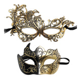 Maxbell 2Pcs Masquerade Masks Fashion Costume Accessory for Cosplay Festival Evening Gold