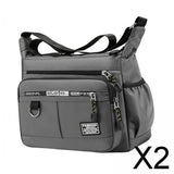 Maxbell 2xMen Shoulder Bag with Zipper Closure Girls Oxford Multilayer Pocket Tote Bag gray