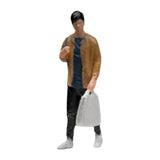 Maxbell 1:64 Home Decor Centerpiece Mini Figure Model for Study Room Bedroom Desktop Man With Bag