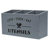 Kitchen Utensils Holder Wood Cutlery Silverware Holder for Cafe Home Cooking Gray
