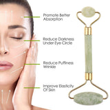 Maxbell Double Heads Natural Jade Stone Massage Roller Gua Sha Scraping Board Set