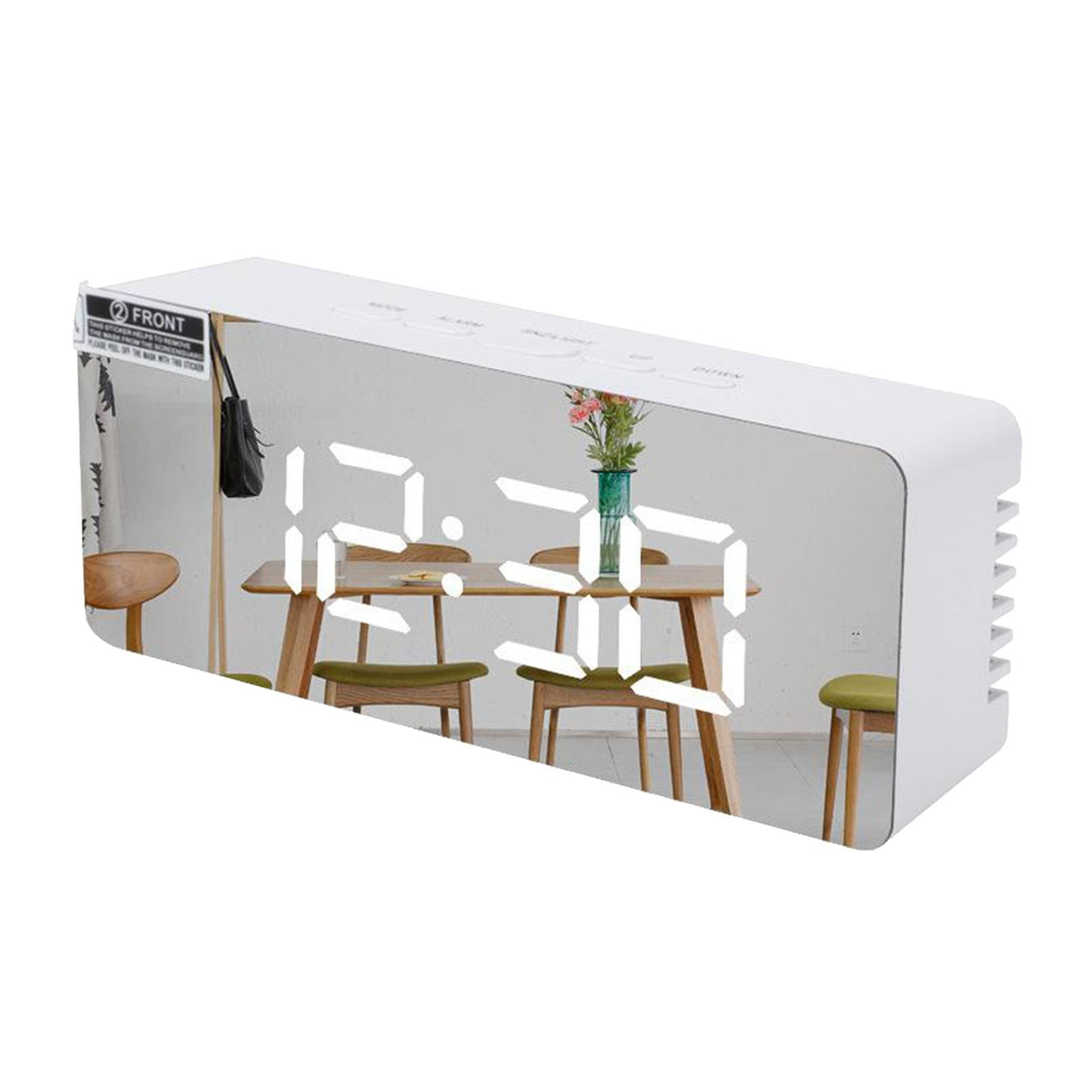 Maxbell Maxbell Alarm Clock Digital LED Display Mirror Clock 14x3.4x5.5cm White