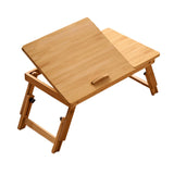 Maxbell Folding Table Rectanglar Laptop Lap Table for Bedroom Small Space and Living Room Light Brown Small