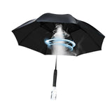 Maxbell Sun Umbrella with Fan Misting Windproof Portable for Outdoor Golfing Fishing Black