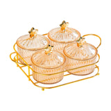 Maxbell Dried Fruit Tray Nut and Candy Serving Tray with Lid for Living Room 4 grids