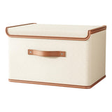 Maxbell Lidded Storage Bin Foldable Storage Organizer for Comforters Pillows Cabinet Beige 44x30x29cm