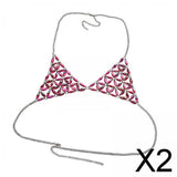 Maxbell 2xWomen's Body Chain Sleeveless Stylish Lingerie for Festival Streetwear Beach Pink